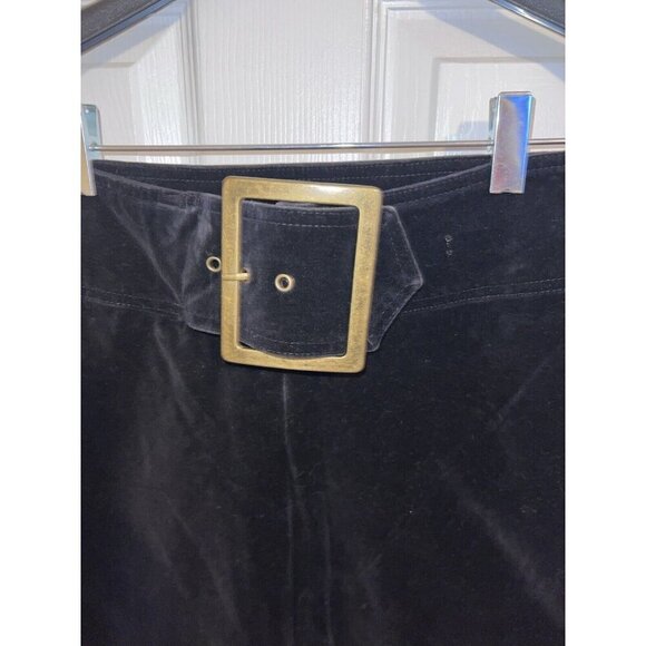 BOUTIQUE EUROPA Black Velvet Wide Waist Band Belt Straight Leg Pants Sz 8 - Picture 5 of 15